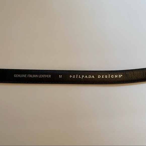 SILPADA BELT BLACK ITALIAN LEATHER 1” Wide SILVER TONE BUCKLE SIZE M WOMENS